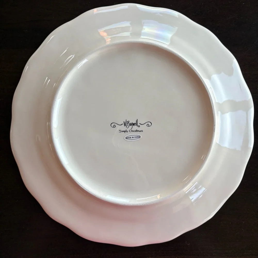 M.BAGWELL Rare Discontinued Simply Christmas Dinner Plate 7737368 Caffco Stripes